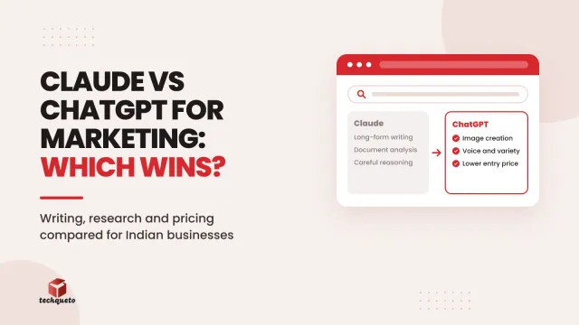 Side-by-side comparison of Claude and ChatGPT strengths for marketing