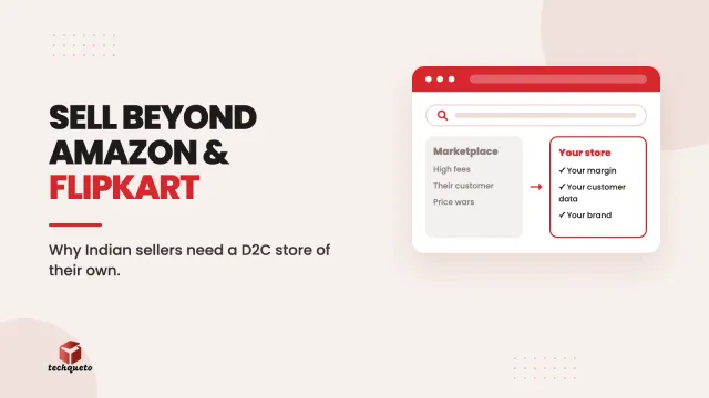 Marketplace listing compared with a seller's own D2C website store